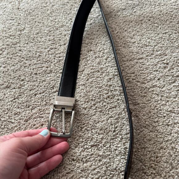 1913 Men's Genuine Leather Belt Black w/ Silver Hardware Men's Waist Size 46 - Picture 12 of 13